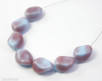 Glass beads. Large Unique Czech Beads 17mm (8) Light Blue and Purple last