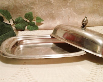 Lovely Vintage Silver Plate Butter Dish with Lid