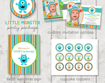 Monster Birthday Party Package, Monster Party Printables, Monster Birthday Decor, Monster Bash, Boy's 1st Birthday, Printable Party Package