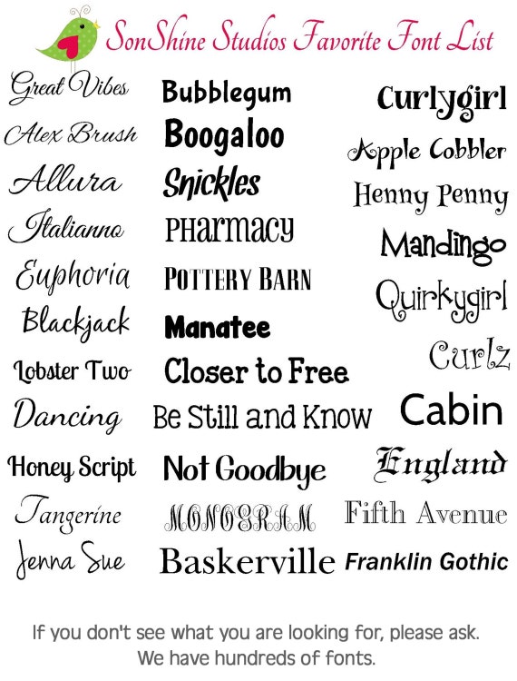 Font List Favorite Fonts