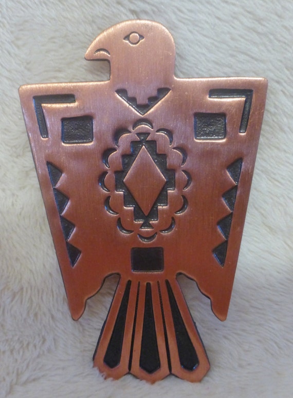 Vintage Native American copper thunderbird pin. by laZycatdesignZ