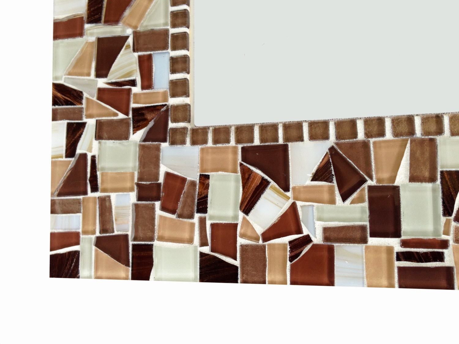 Brown Wall Mirror // Mosaic Wall Art // Home Decor // Stained