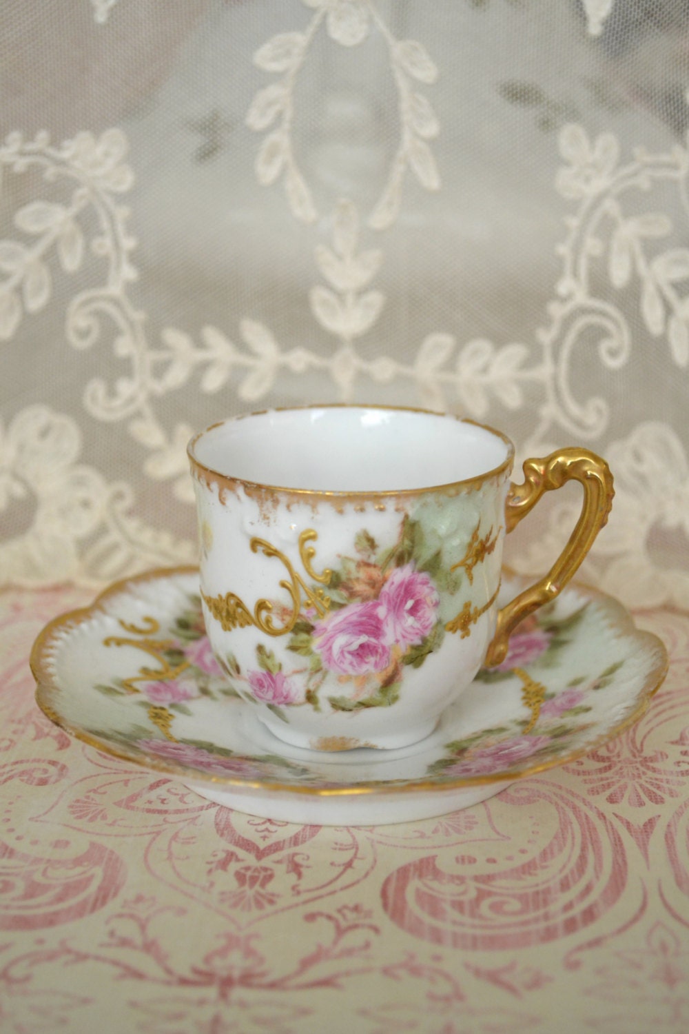 Antique AK CD Limoges France Demitasse and Saucer