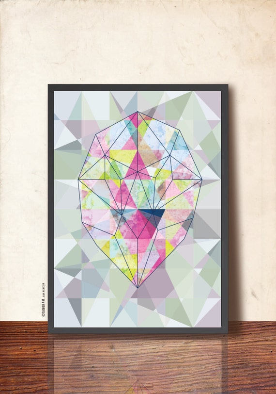 GEOMETRIC ART Poster Abstract Wall Decor. Radiant Gem Stone
