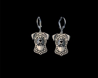 Rottweiler earrings - sterling silver.