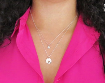 Heart Mother Daughter Necklace, Silver Necklace Set, Mother Daughter Jewelry, Mother Daughter Set, Heart Necklace Set, Layering Necklaces
