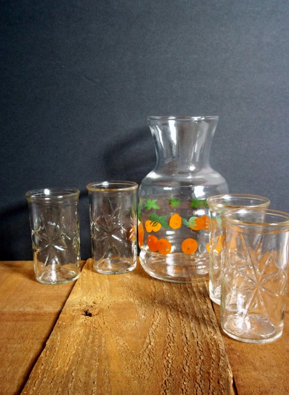 Vintage Glass Carafe Orange Juice Carafe 4 by SPARKLESandSASS