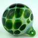 Handblown Silver-Fumed Green Glass Ornament with Polka Dots
