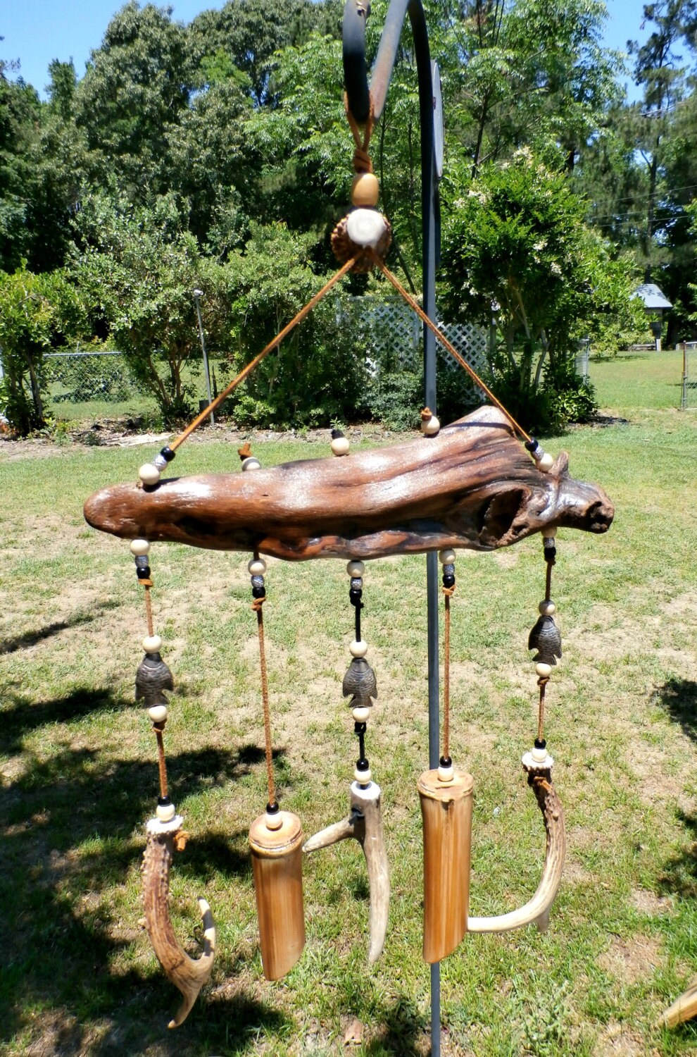 Deer Antler Wind Chime on Cypress wood by MidnightandMagnolias