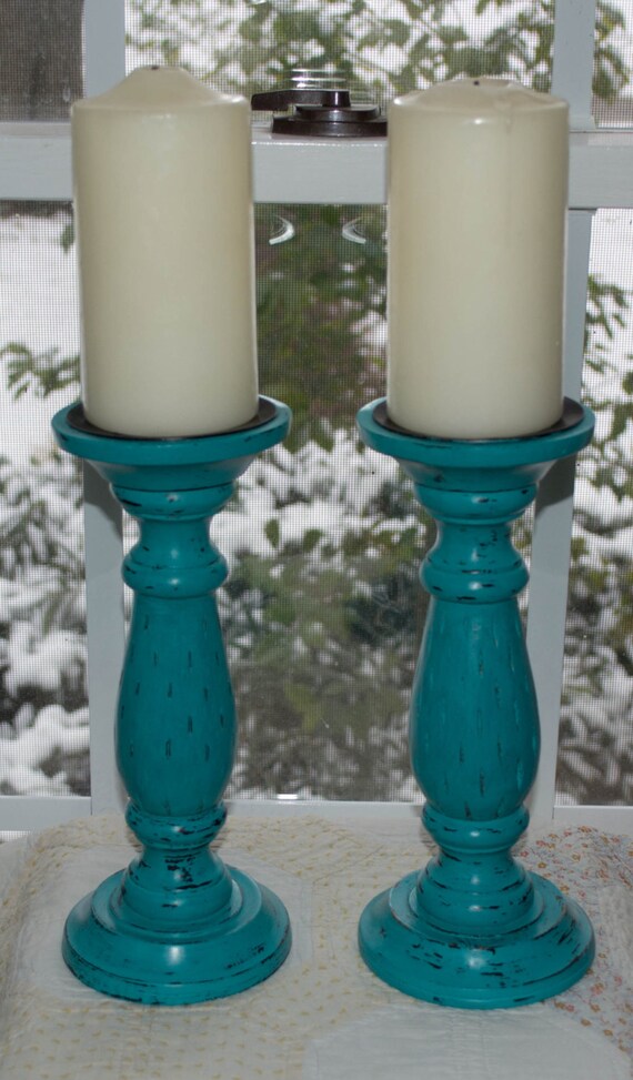 Large Candle Holders 2 turquoise