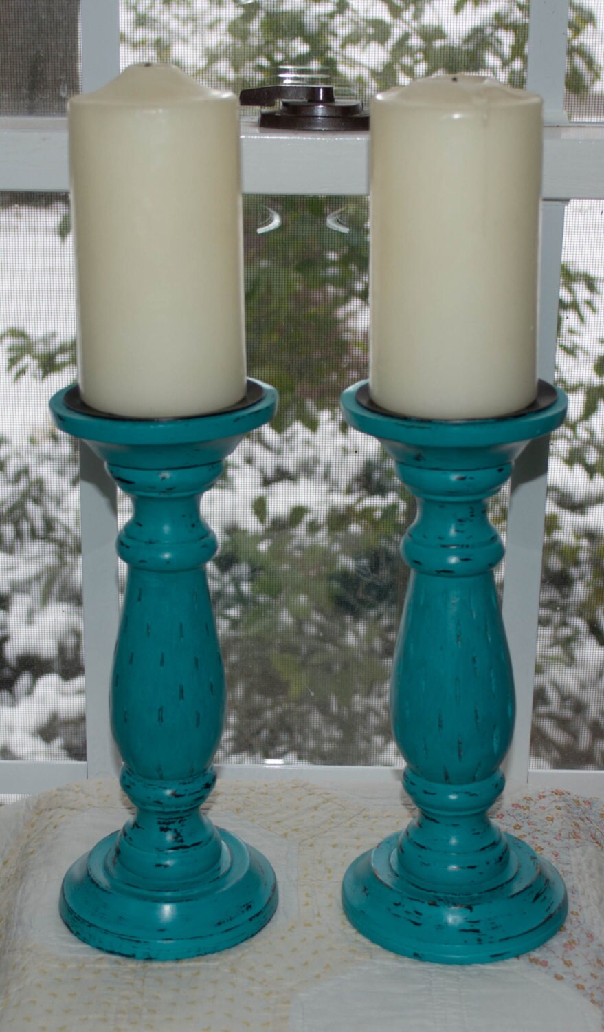 Large Candle Holders 2 turquoise