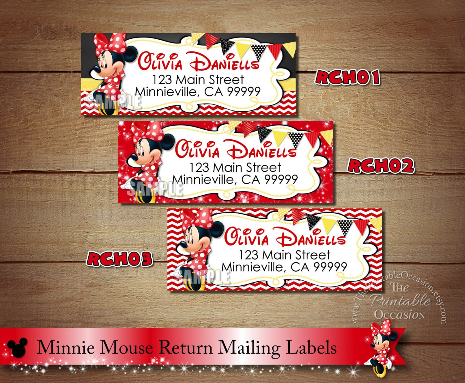 Minnie Mouse Return Address Labels Chevron Address Labels