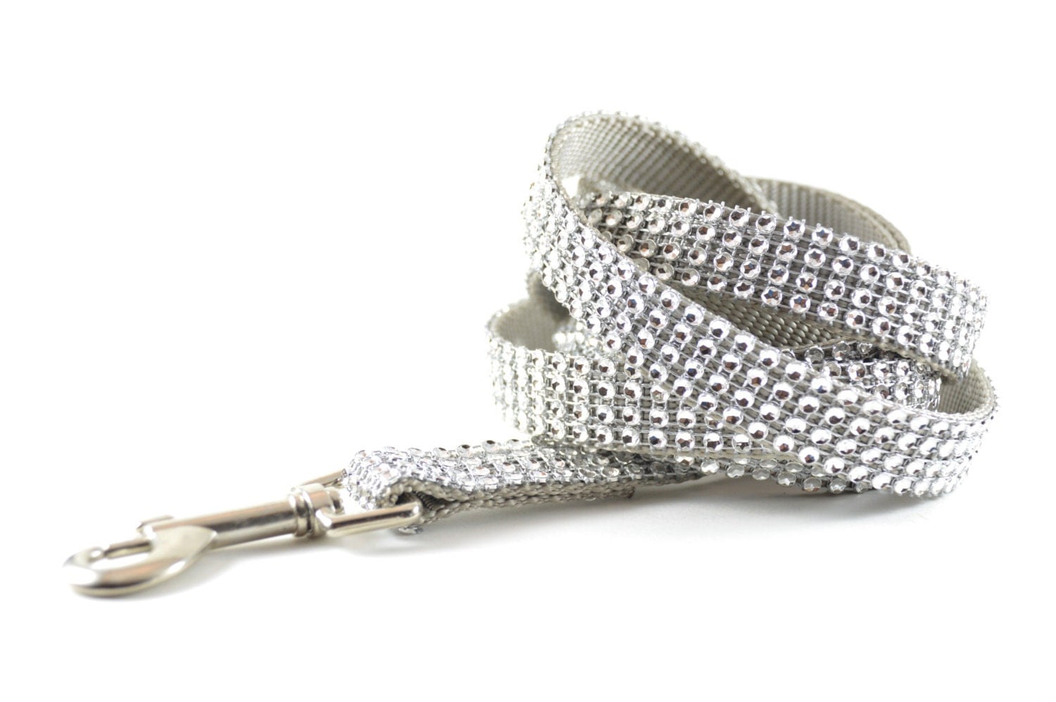 Silver Rhinestone Dog Leash Bling Diamond SwarovskiLike Dog