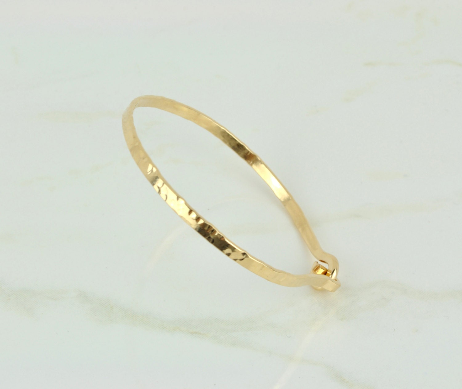 Thick Gold Bangle Textured Gold Hammered Gold Bangle by RuxiTirisi