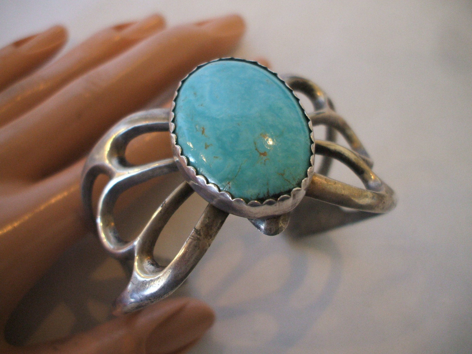 Vintage Navajo Sand Cast Sterling Silver By Turquoisekachina