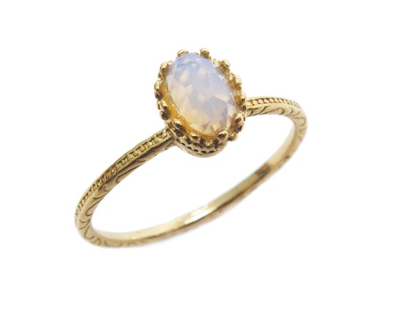 Valentines Sale - Oval Opalite gold ring. gift for her, gold ring, unique ring, trendy jewelry, gift idea, everyday jewelry.