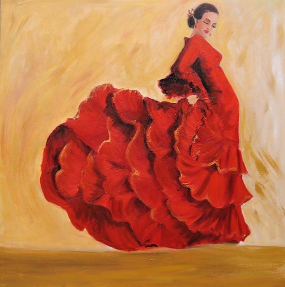Items Similar To Flamenco Dancer Art Print On Paper Flamenco Dancer In