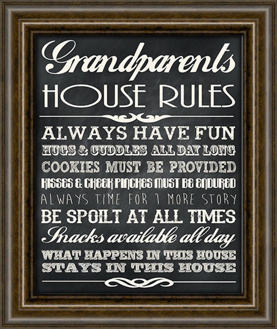 Gifts For Grandparents Grandparents Rules Sign by iNKYSQUIDSTUDIO