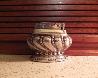 Vintage RONSON CROWN Table Cigarette Lighter Silver Plated MCM