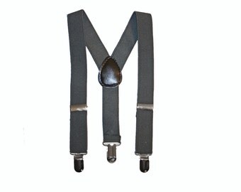 Dark Grey Boys Suspenders, Grey, Charcoal Suspenders, Charcoal Boys suspenders, Kids,Baby, Toddler Suspenders, braces, ring bearer