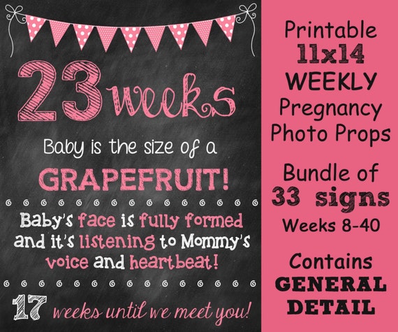 Printable WEEKLY Pregnancy Countdown Prop With General