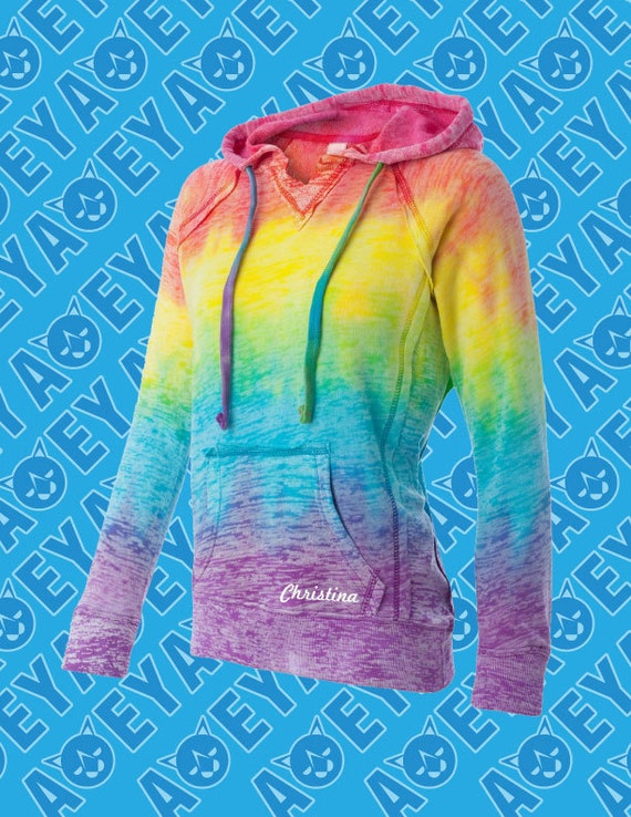 TieDye Hoodie Rainbow With Personalization by ACEYapparel