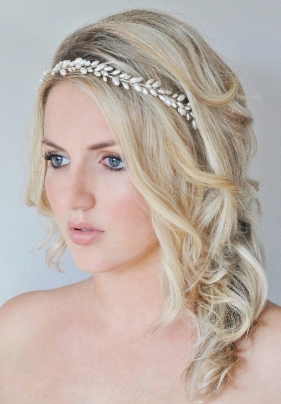 Pearl Bridal Hair Vine Pearl Bridal Headband Grecian Bridal