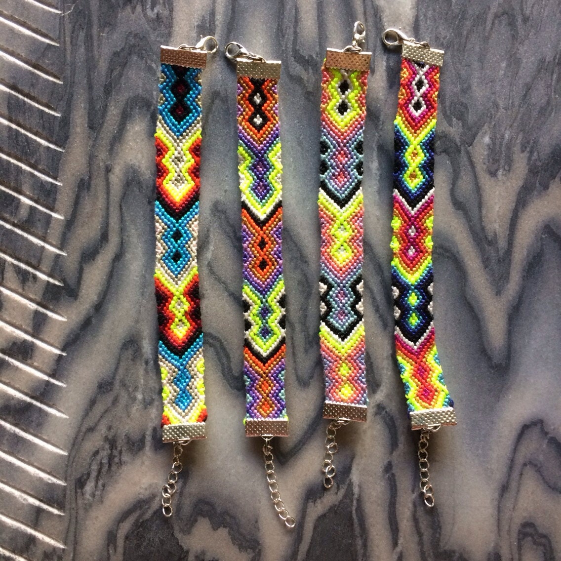 Neon Tribal Friendship Bracelets with Clasps by MichikoJewelry