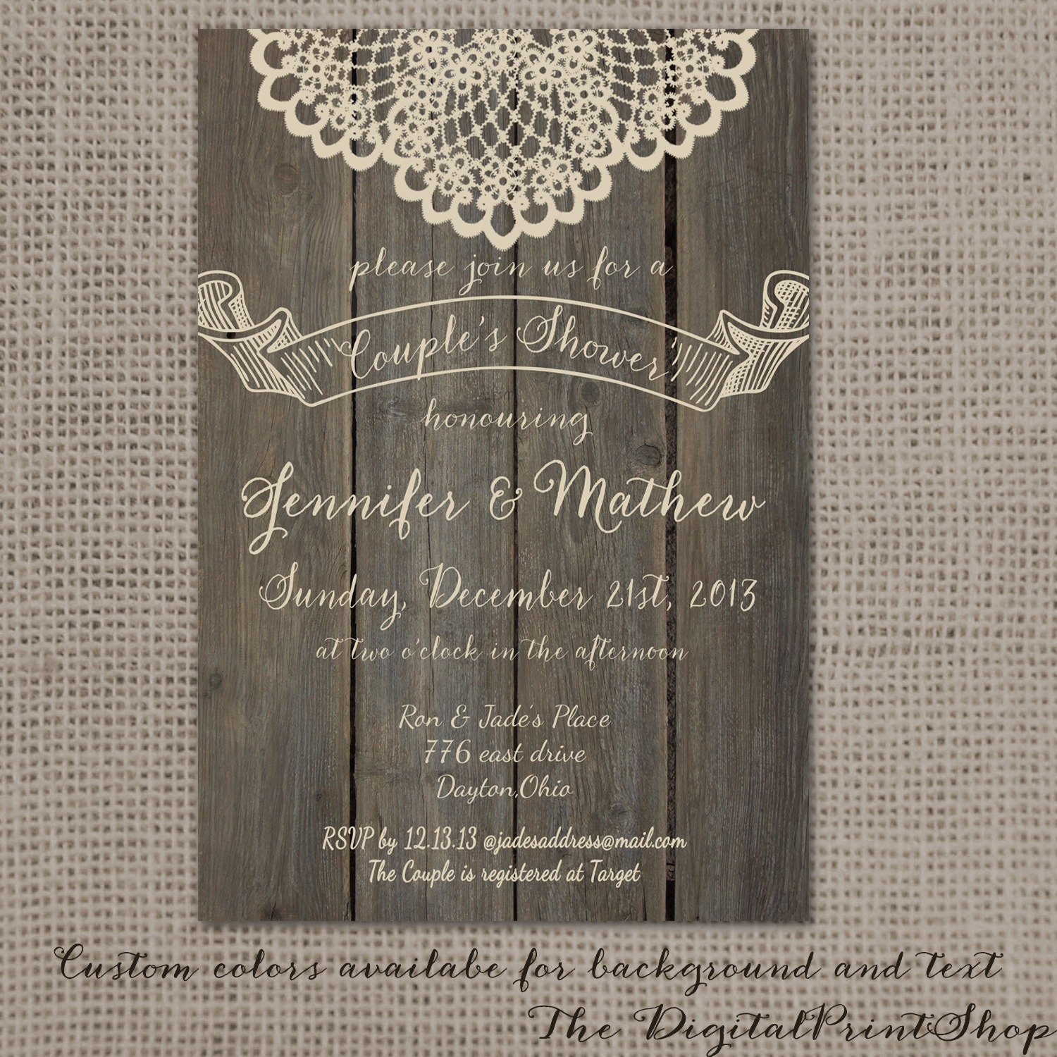 Winter Rustic wood couples shower Bridal by