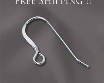 Sterling Silver Ear Wires, Silver Earring Hooks, Earring Backs, Fish Hooks for Making Earrings, 10 PAIR of Sterling Ear Wires