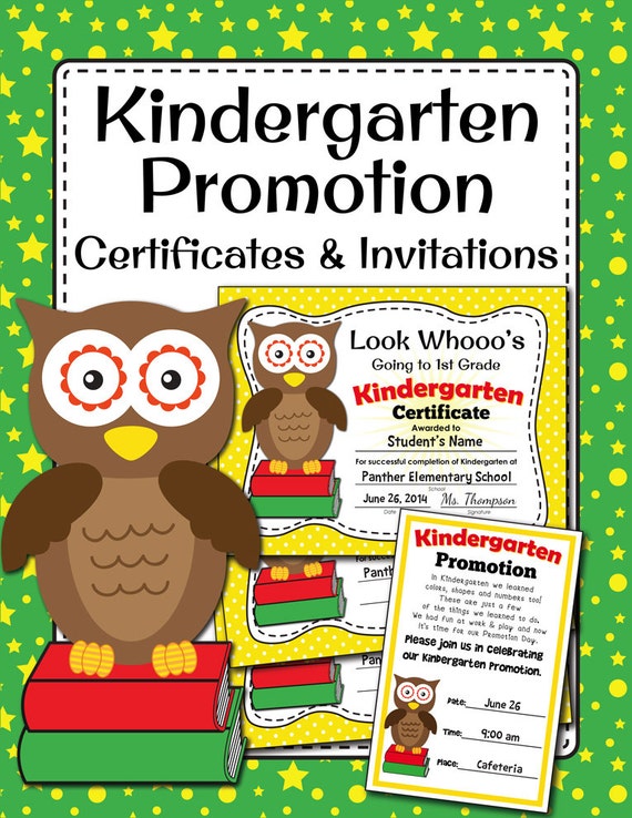 Kindergarten Promotion Certificates and Invitation Cute Owl