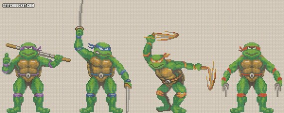 Teenage Mutant Ninja Turtles Cross Stitch Pattern