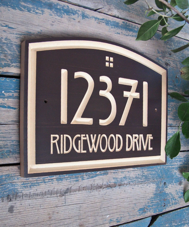 14.5 x 10 Arts & Crafts Home Address Engraved