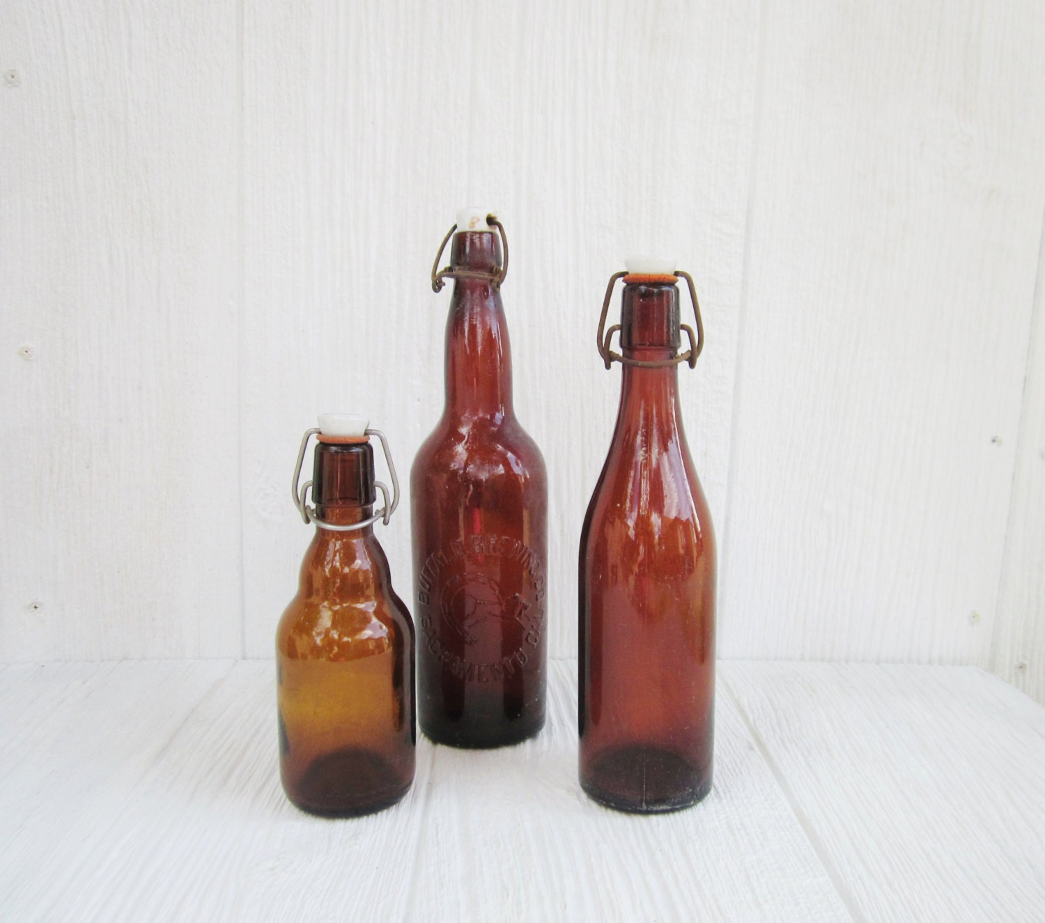 vintage glass beer bottles