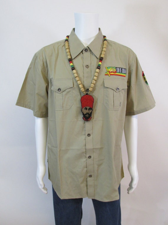 rasta button up shirt