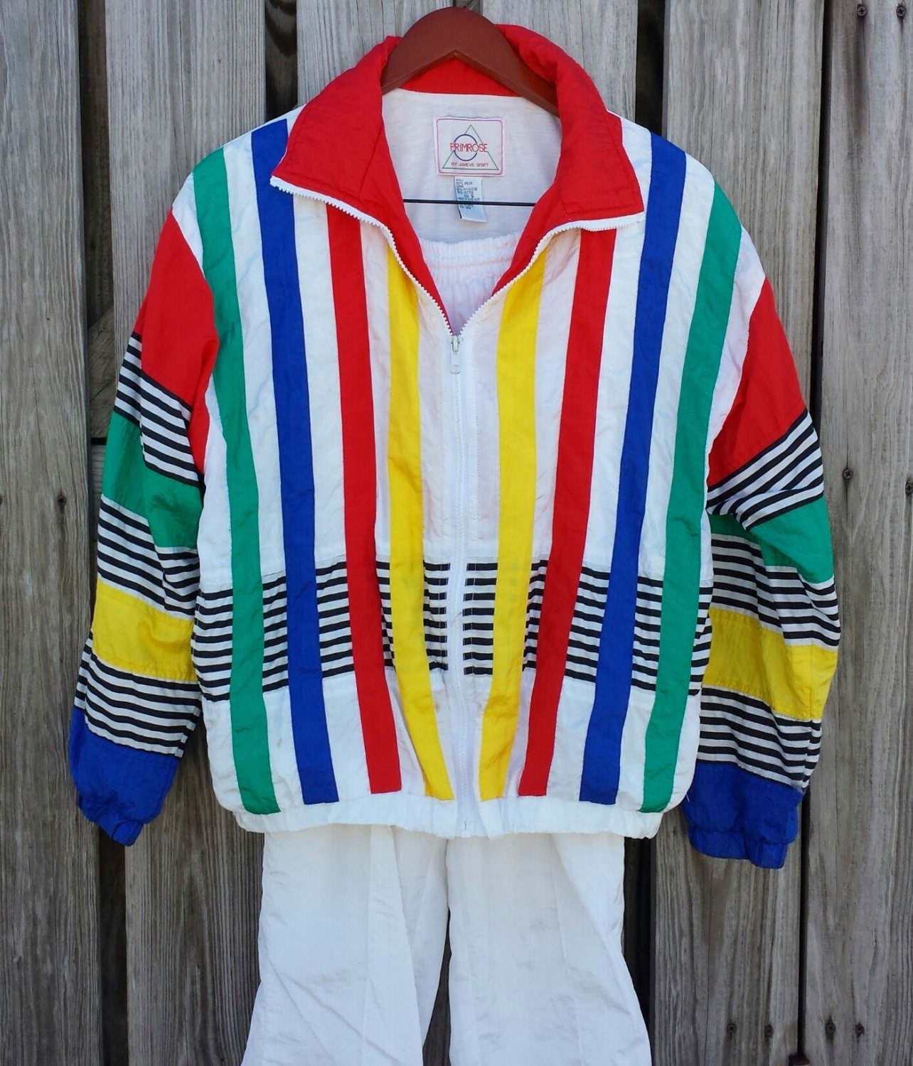 Vintage Nylon Sweat Suit Color Block by TomieHarleneVintage