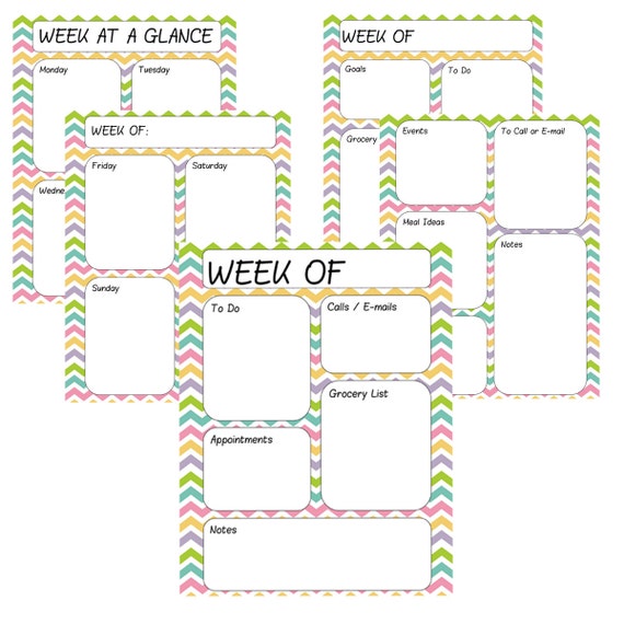 printable weekly planner sheets instant download pdf week