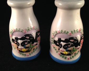 Vintage Cow Milk Bottle Salt and Pepper Shakers