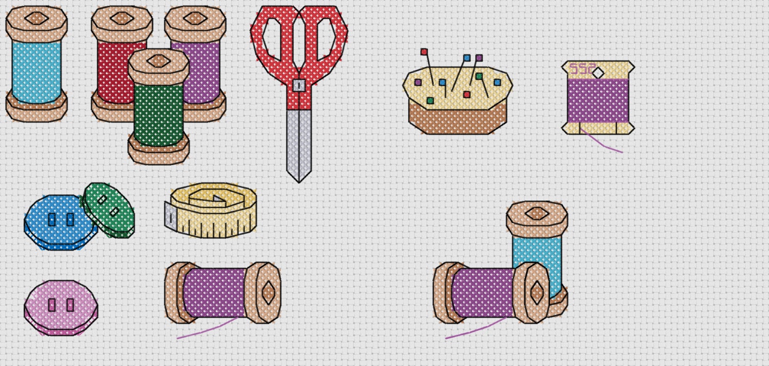 Sewing Supplies Cross Stitch Pattern