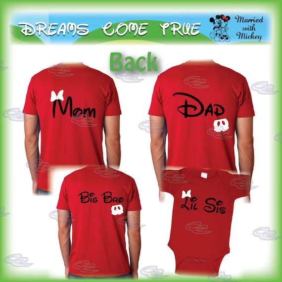 4 Family Matching Shirts, custom order, disney mickey minnie mouse for dad mom big bro lil sis, 232