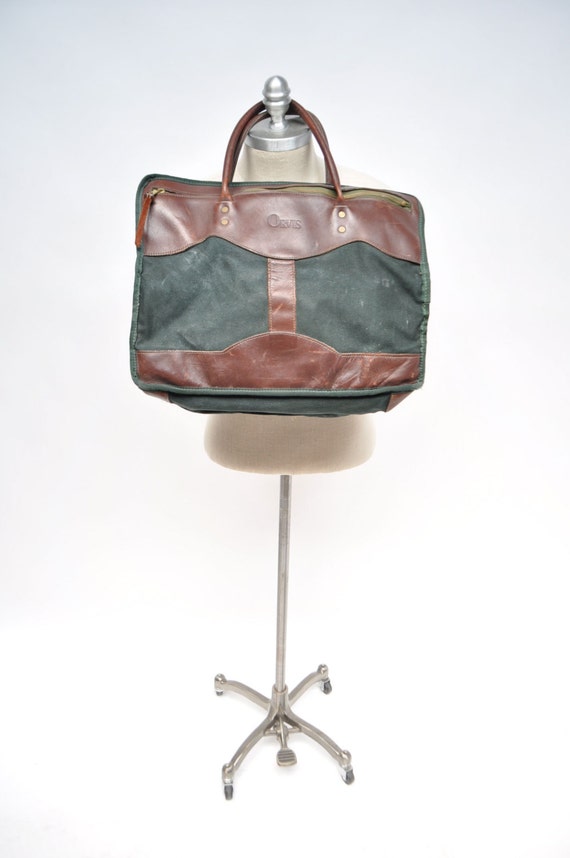 vintage leather canvas messenger bag ORVIS bag tote laptop