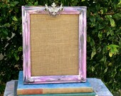 Picture Frame/Up-cycled Wood/Paint Distressed Lilac Grey White/Vintage Painted Drawer Pull Embellished/8" x10" Picture Frame/Up-cycled Wood/Paint Distressed Lilac Grey White/Vintage Painted Drawer Pull Embellished/8" x10"
