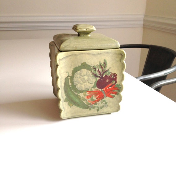 Vintage Kitchen Sage Green Canister Ceramic Arnel's