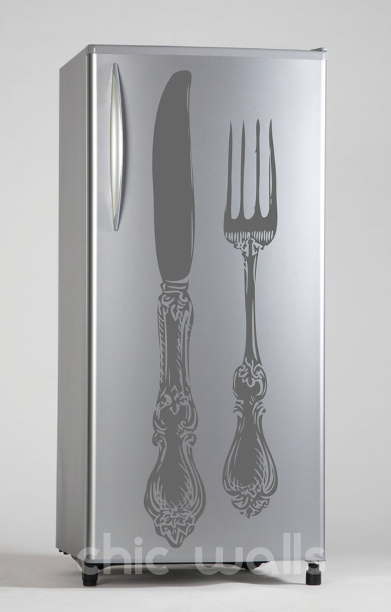Silverware Silhouette Removable Refrigerator Decor Decal Vinyl