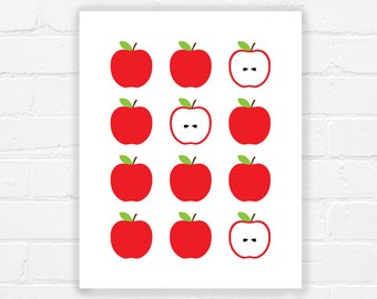 Apple Pictures Print Printable art - modern kitchen printable - apple print - childrens print - nursery printable - printable apple pattern - INSTANT DOWNLOAD