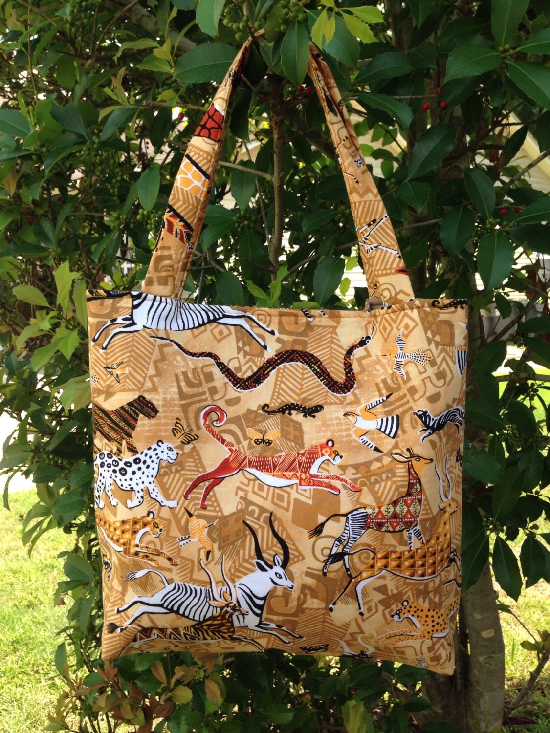 Handmade African Animals Fabric Purse Handbag Shoulder Bag