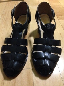 Vintage Women's Black Brazilian Leather Sandal Heels by Flings Size 7