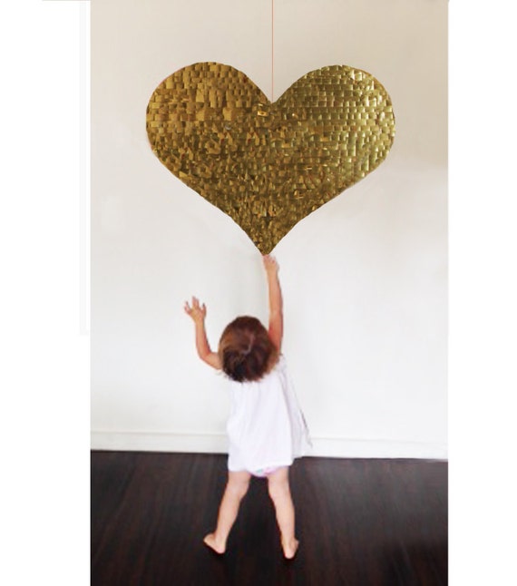 Heart Piñata Heart Shaped Piñata in Metallic Rose Gold
