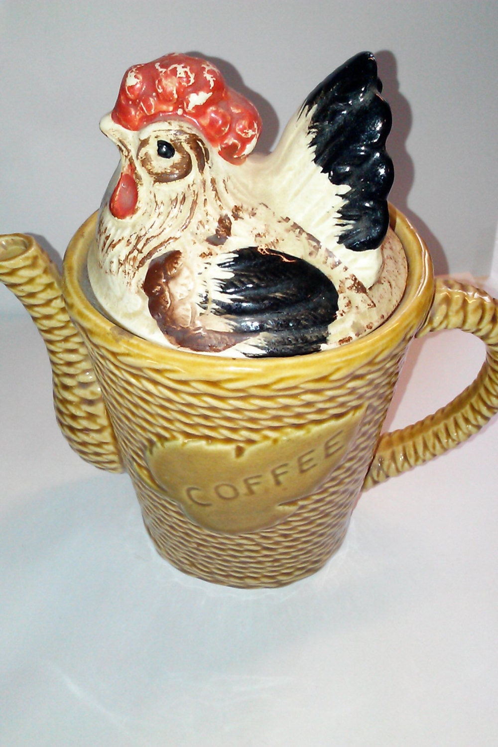 Vintage Ceramic Rooster Coffee Server/ Chicken Coop Farmhouse Chic