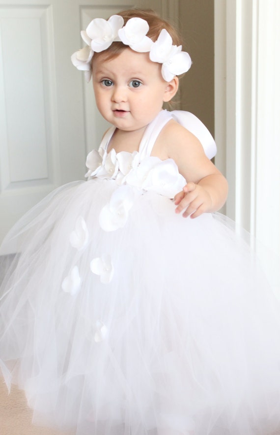 Gorgeous White Petal Flower Girl Tutu Dress for your 618